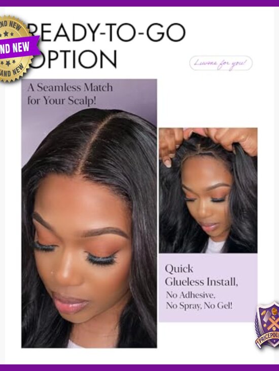 Human Hair Glueless Lace Front Wig Body Wave Pre Plucked main image 4